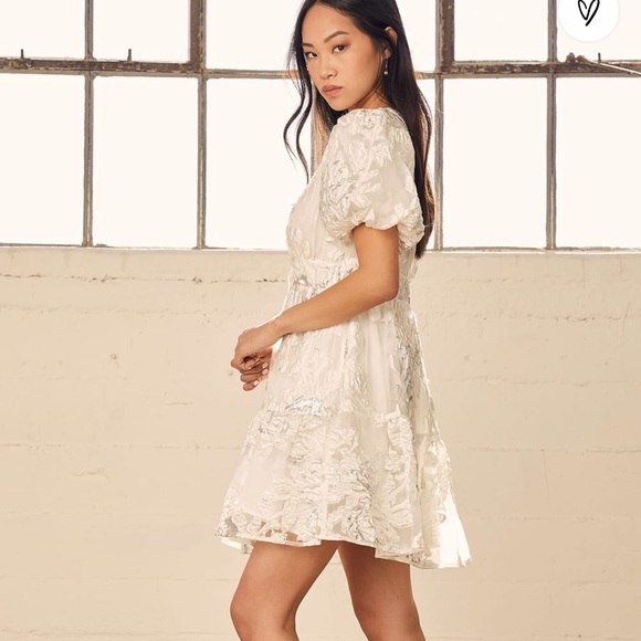 All I Ever Need White Floral Jacquard Mini Skater Dress - Picture 14 of 16